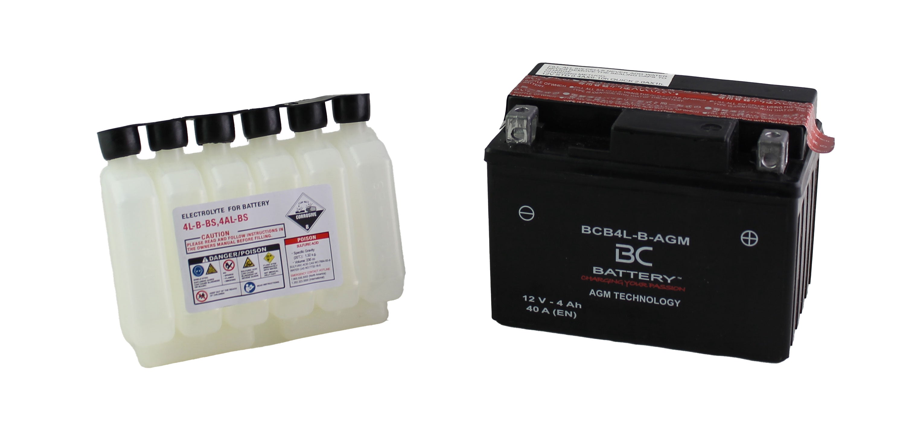 BCB4L-B-AGM| Batteria Moto AGM,YB4L-B/A, 12V, CCA: 4Amp, 40CCA,120x70x91mm - BC Battery Italian Official Website