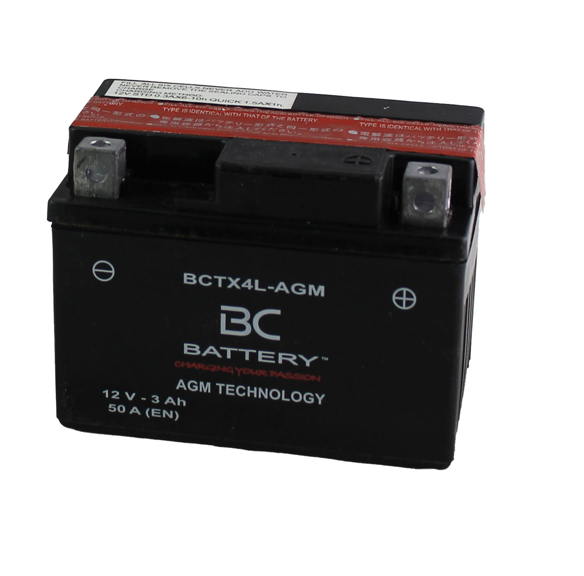 BCTX4L-AGM| Batteria Moto AGM,YTX4L-BS, 12V, 3 Ah, CCA: 50Amp, 113x70x85mm - BC Battery Italian Official Website