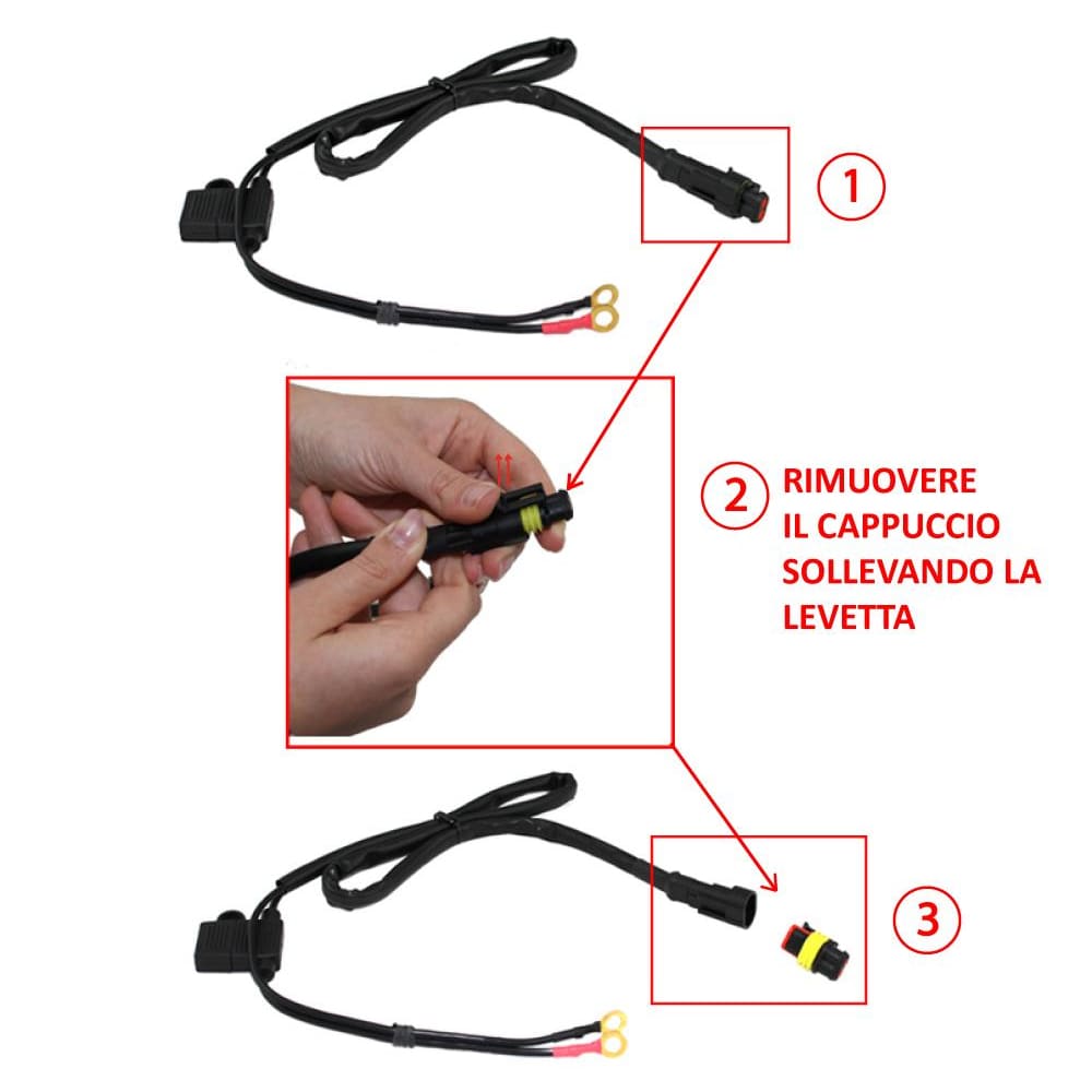 Connettore per caricabatteria moto con Occhielli STD2V - BC Battery Italian Official Website